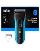 Braun Series 3+ Electric Shaver, Precision Trimmer, Wet & Dry, 3040S, Blue