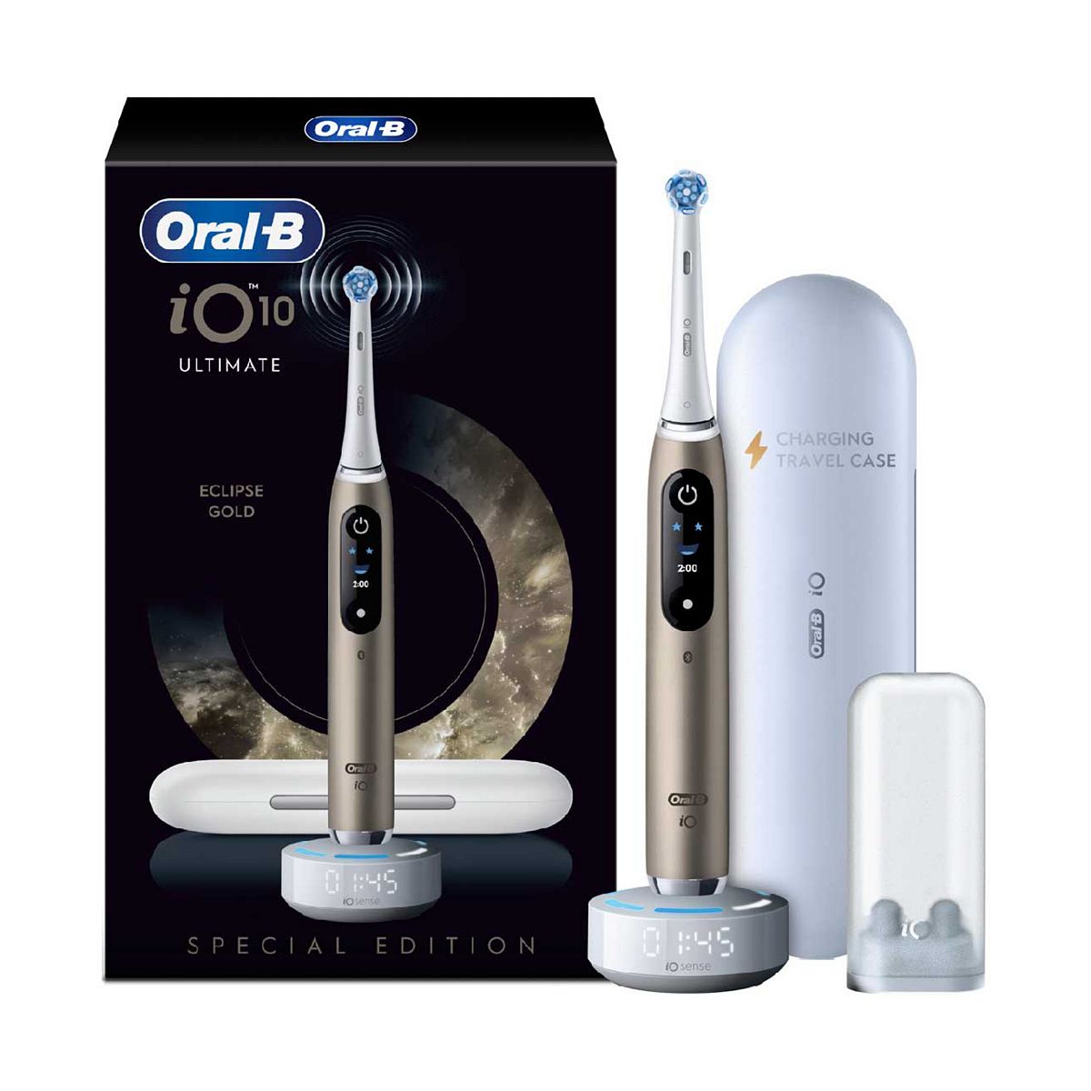 Oral B Oral-B Io10 Electric Toothbrush Eclipse Gold, 1 Brush Head, Charging Travel Case, Refill Holder