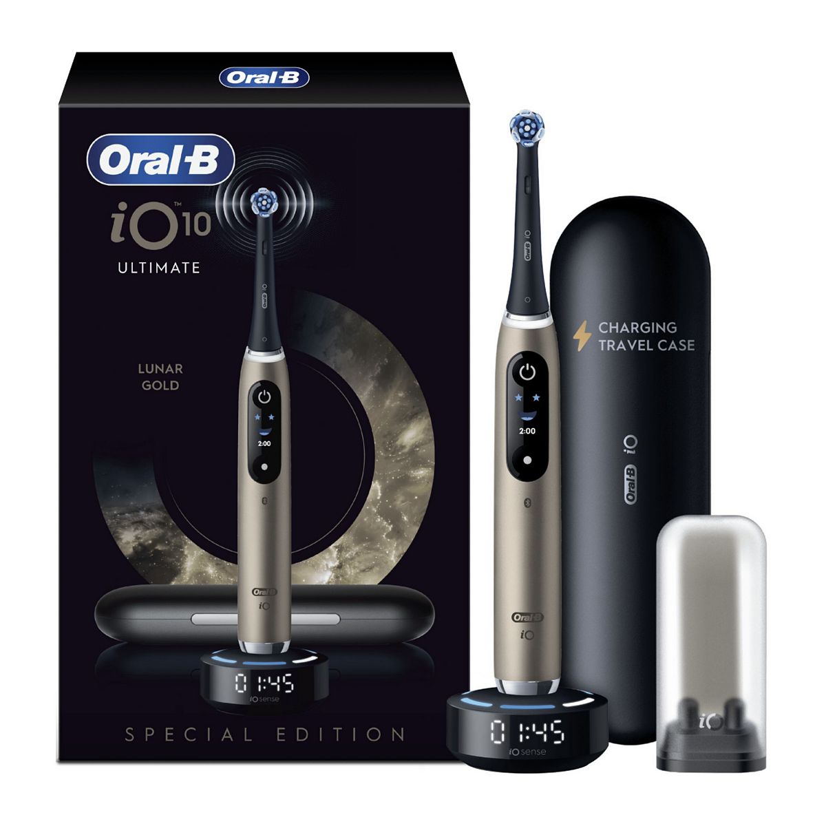 Oral B Oral-B Io10 Electric Toothbrush Lunar Gold, 1 Brush Head, Charging Travel Case, Refill Holder
