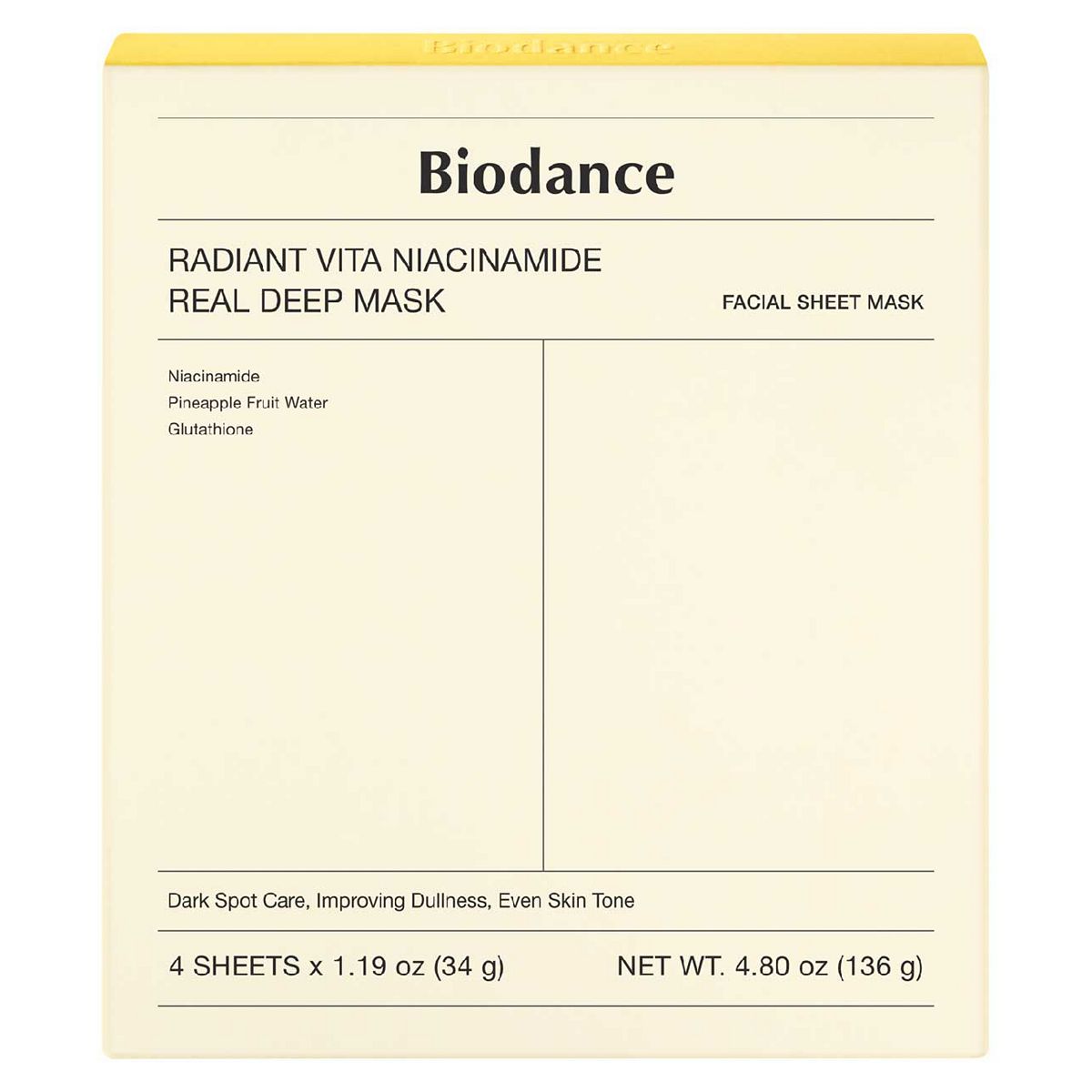 BIODANCE Radiant Vita Niacinamide Real Deep Mask (1pc or 4pcs)