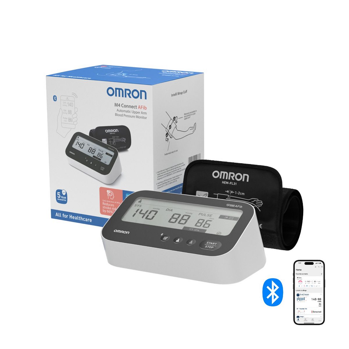 Omron M4 Connect Upper Arm Blood Pressure Monitor - Afib Detection