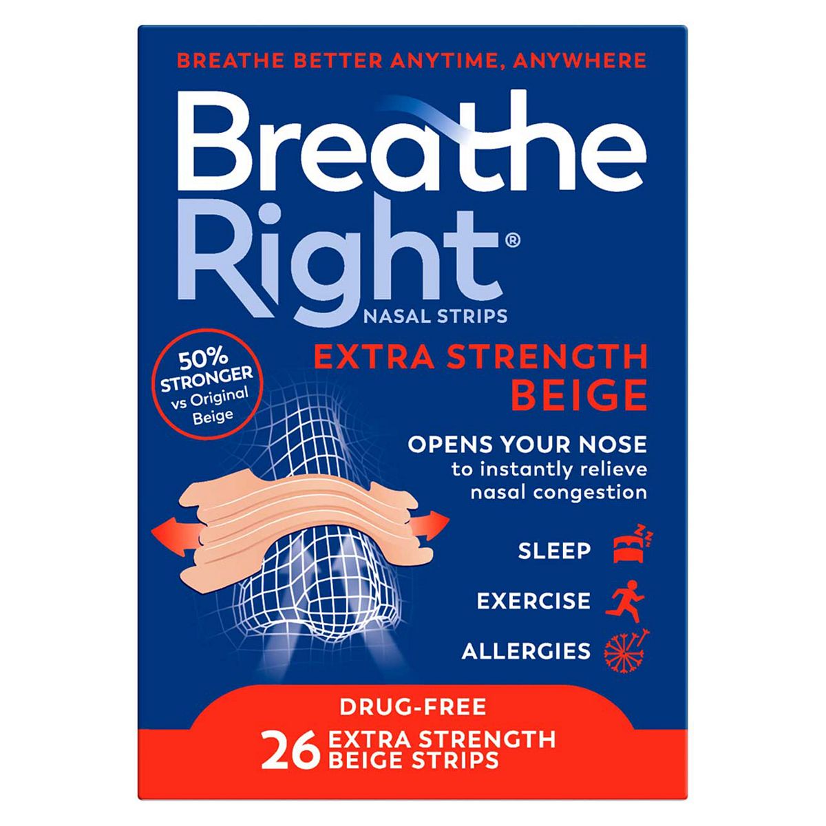 Breathe Right Nasal Strips Extra Strength Beige 26S