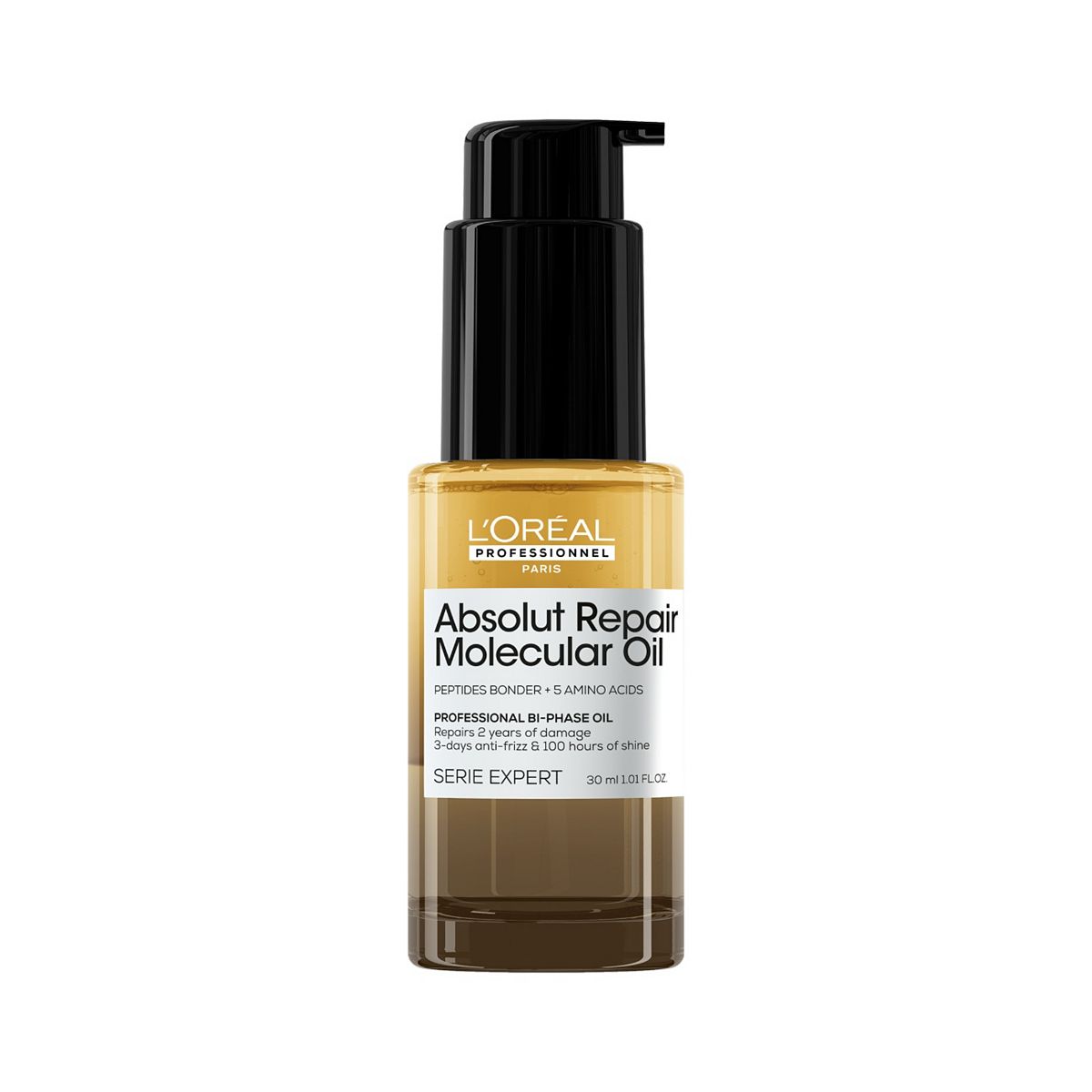 L'Oreal Professionnel Absolut Repair Molecular Bi-Phase Hair Oil, 2X Benefit: Shine & Damage Repair, For Damaged Hair, 30ml