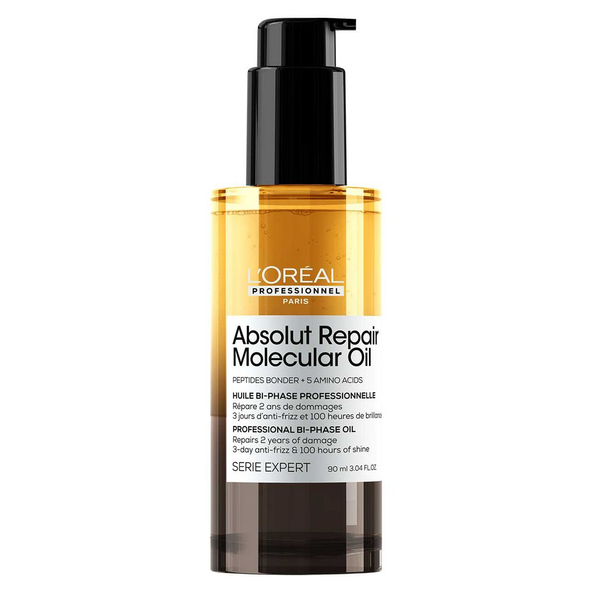 L'Oreal Professionnel Absolut Repair Molecular Bi-Phase Oil For Damaged Hair 90ml, 2X Benefit: High Shine &
