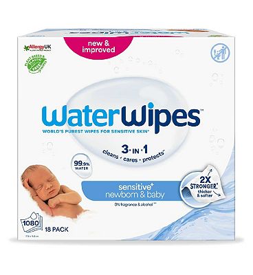 WaterWipes Sensitive Baby & Newborn Wipes 18 Pack (1080 Wipes)