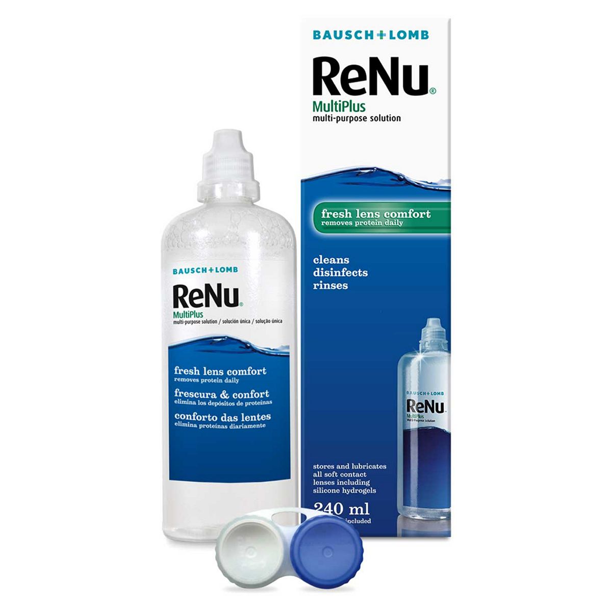 Renu Bausch + Lomb Multiplus Contact Lens Cleaning Solution 240Ml