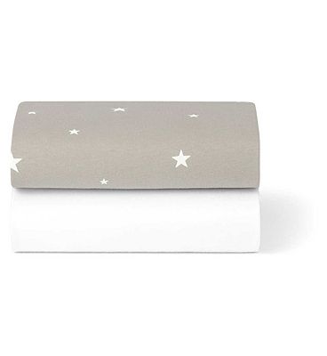 Snuz Twin Pack Crib Sheets - Grey Star
