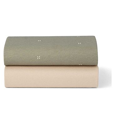 Snuz Twin Pack Crib Sheets - Sage Cross
