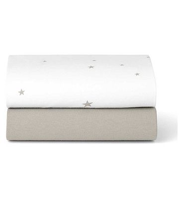 Snuz Twin Pack Crib Sheets - White Star