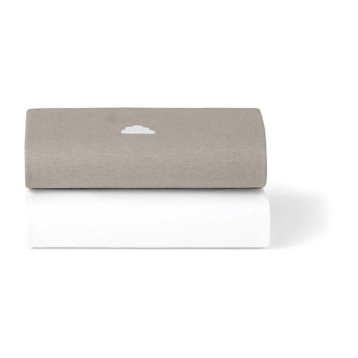 Snuz Twin Pack Moses Basket Sheets Grey Cloud 2S