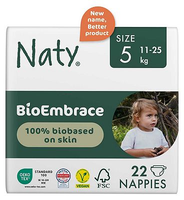 Naty BioEmbrace Nappies Size 5, 22 Nappies 11-25kg