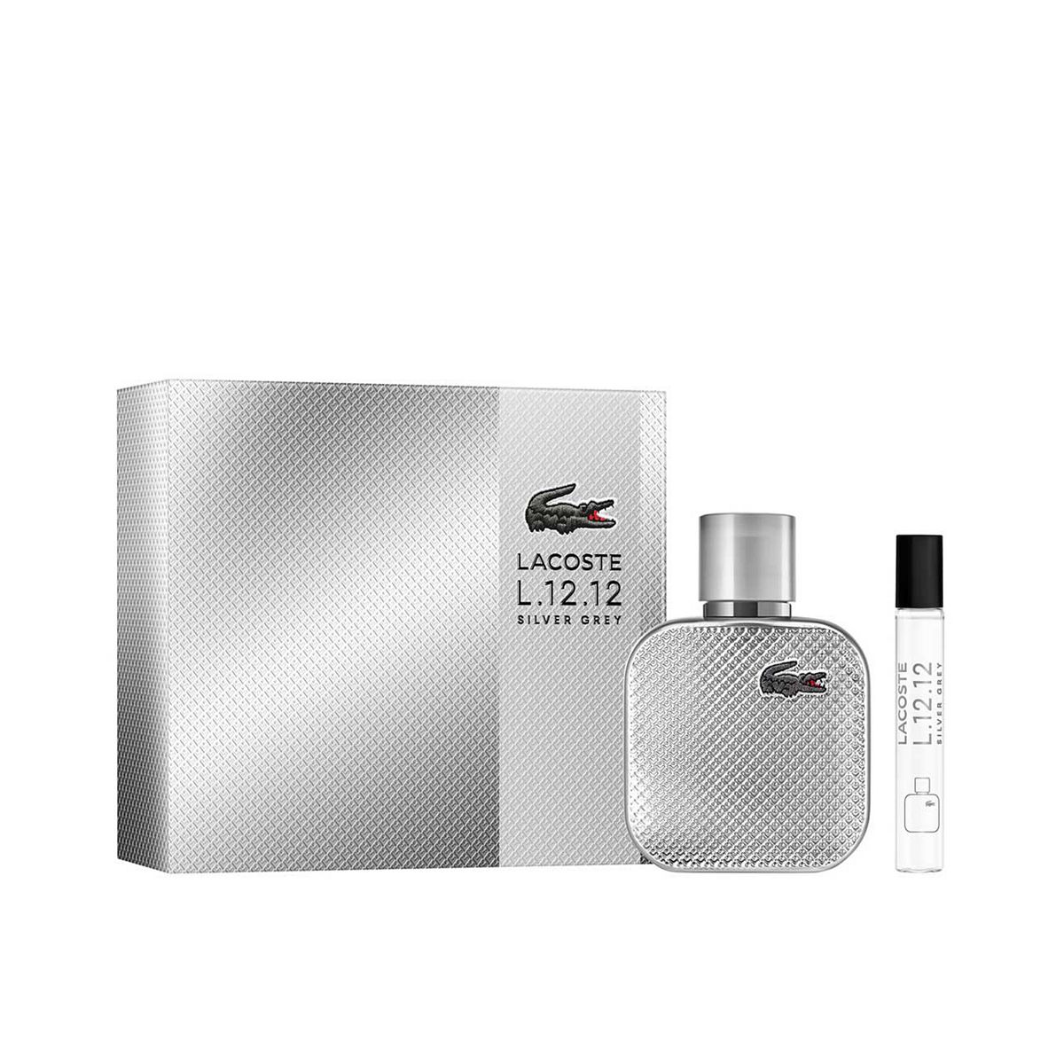 Lacoste L.12.12 Silver Grey Gift Set Eau De Parfum 50Ml + Travel Spray 7.5ml