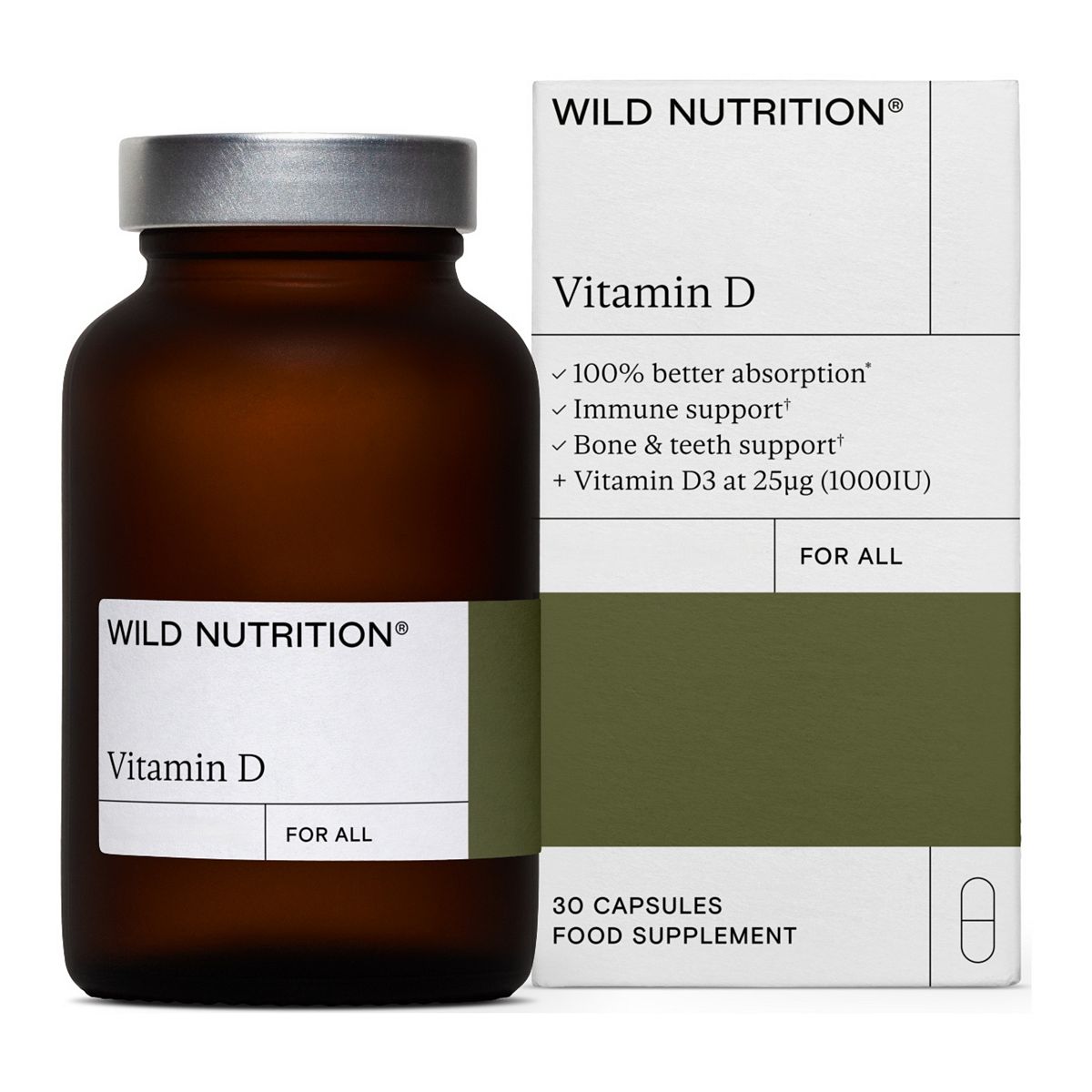 Wild Nutrition Vitamin D Supplement 30 Capsules