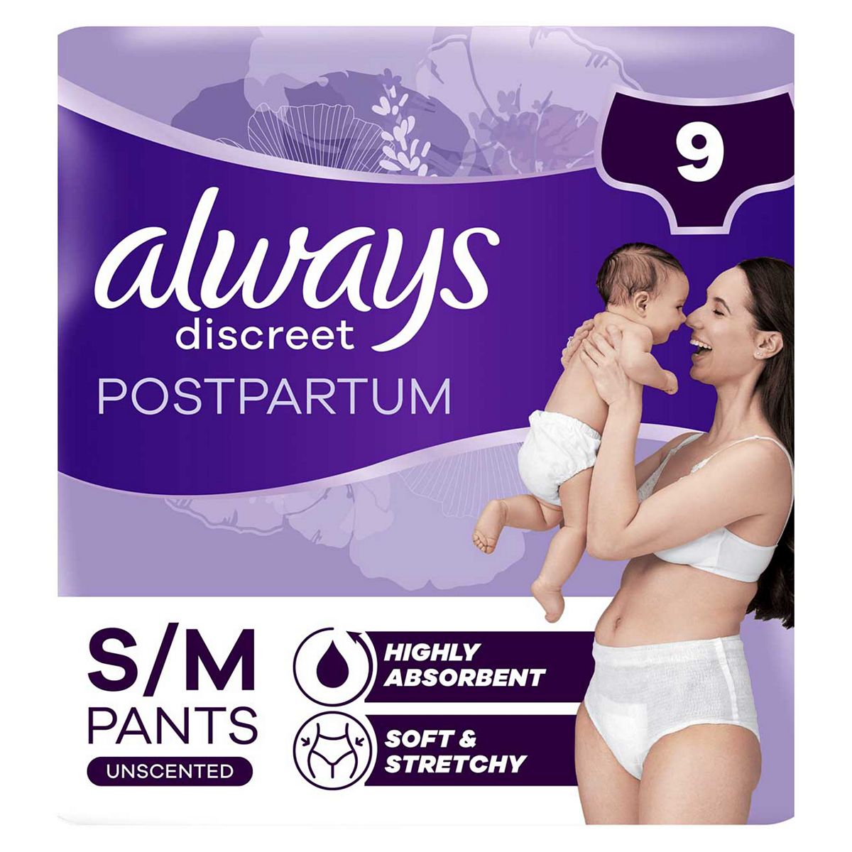 Always Discreet Postpartum And Adult Incontinence Pants Size M X 9