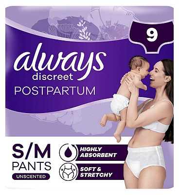 Always Discreet Postpartum and Adult Incontinence Pants Size M x 9