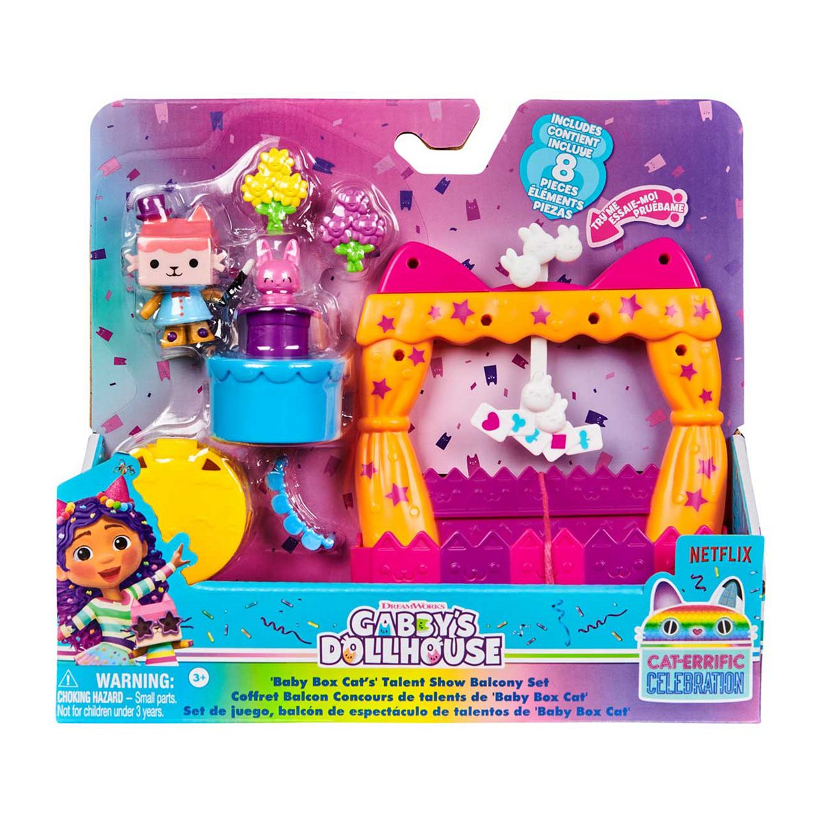 Gabby's Dollhouse Spinmaster Baby Box Cat's Talent Show Playset