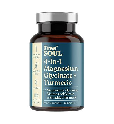 Click to view product details and reviews for Free Soul 4 In 1 Magnesium Glycinate Turmeric Tablets 90s.