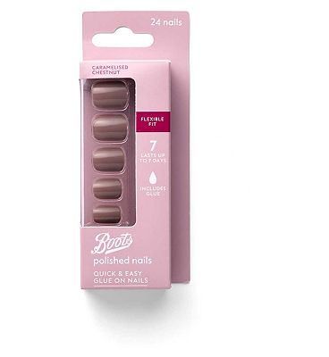Click to view product details and reviews for Boots False Nail Caramelised Chestnut X24.
