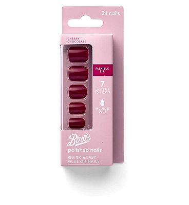 Click to view product details and reviews for Boots False Nails Cherry Chocolate X24.