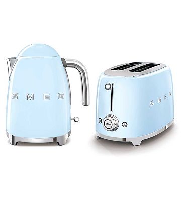 Smeg Kettle and 2 Slice Toaster Pastel Blue Set