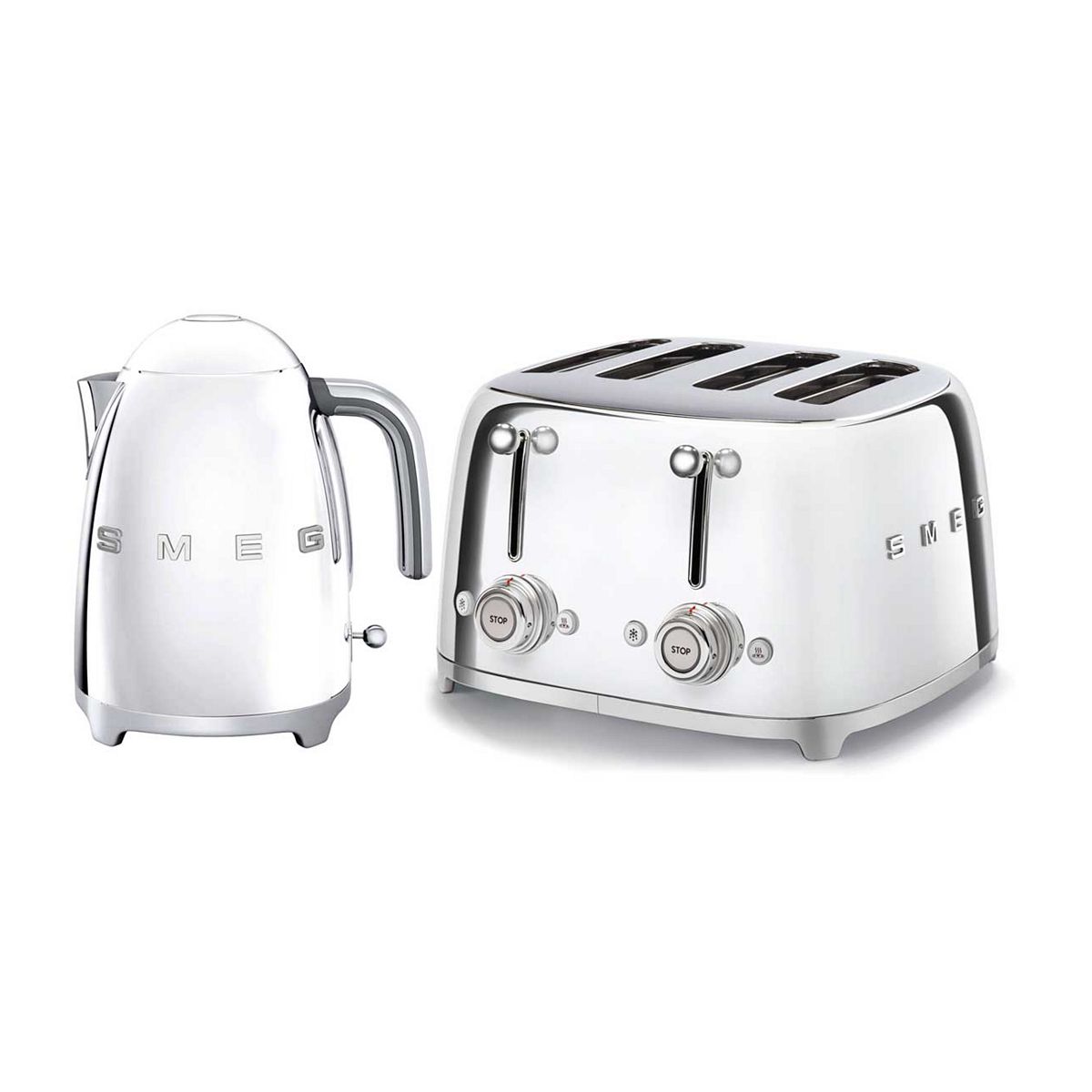 Smeg Kettle And 50'S 4 By Slice Toaster Stainless Steel Set