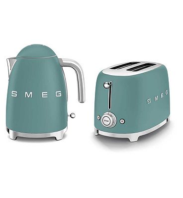 Smeg Kettle and 2 Slice Toaster Emerald Green Set