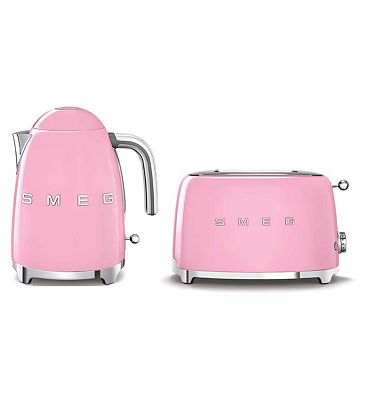 Smeg Kettle and 2 Slice Toaster Pink Set