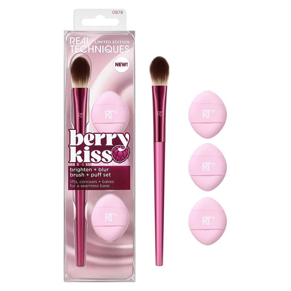 Real Techniques Berry Kiss Limited Edition Brightening Brush And Puff Kit.