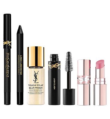 Click to view product details and reviews for Ysl Makeup On The Move Ysl Minis Blur Primer Lash Clash Lines Liberated Liner And Loveshine Candy Glow.