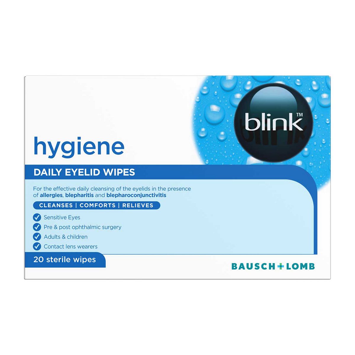 Blink Hygiene Daily Eye Lid Sterile Wipes 20S