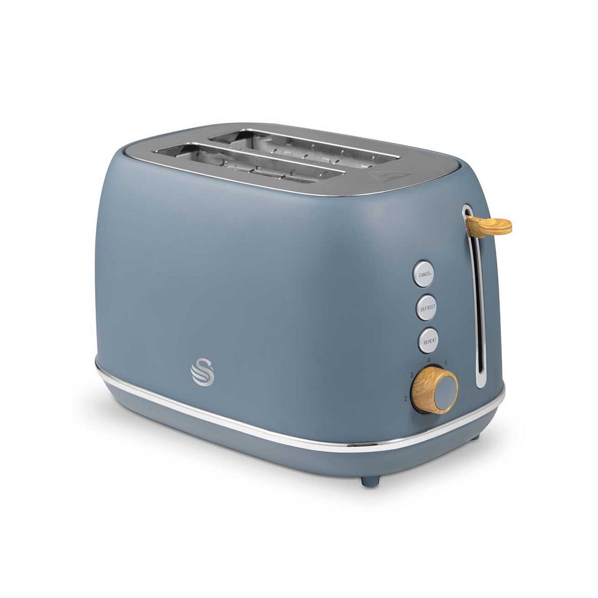 Swan Fjord 800W 2 Slice Toaster Grey With Wooden Accents