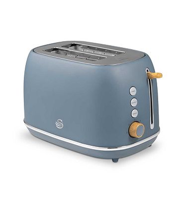 Swan Fjord 800W 2 Slice Toaster Grey with Wooden Accents