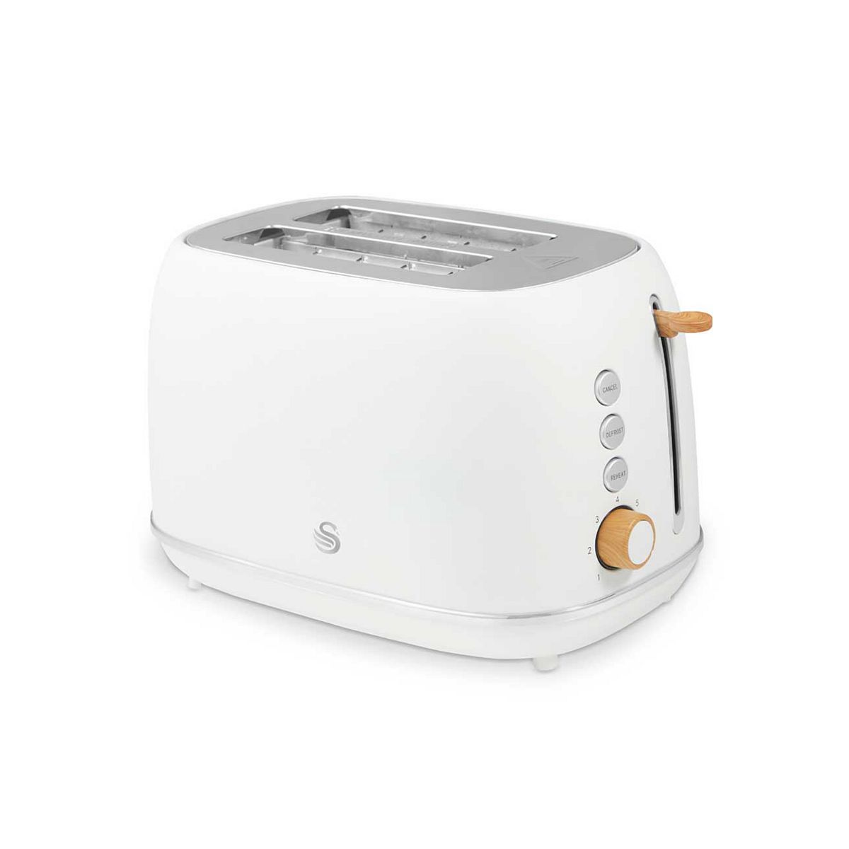 Swan Fjord 800W 2 Slice Toaster White With Wooden Accents