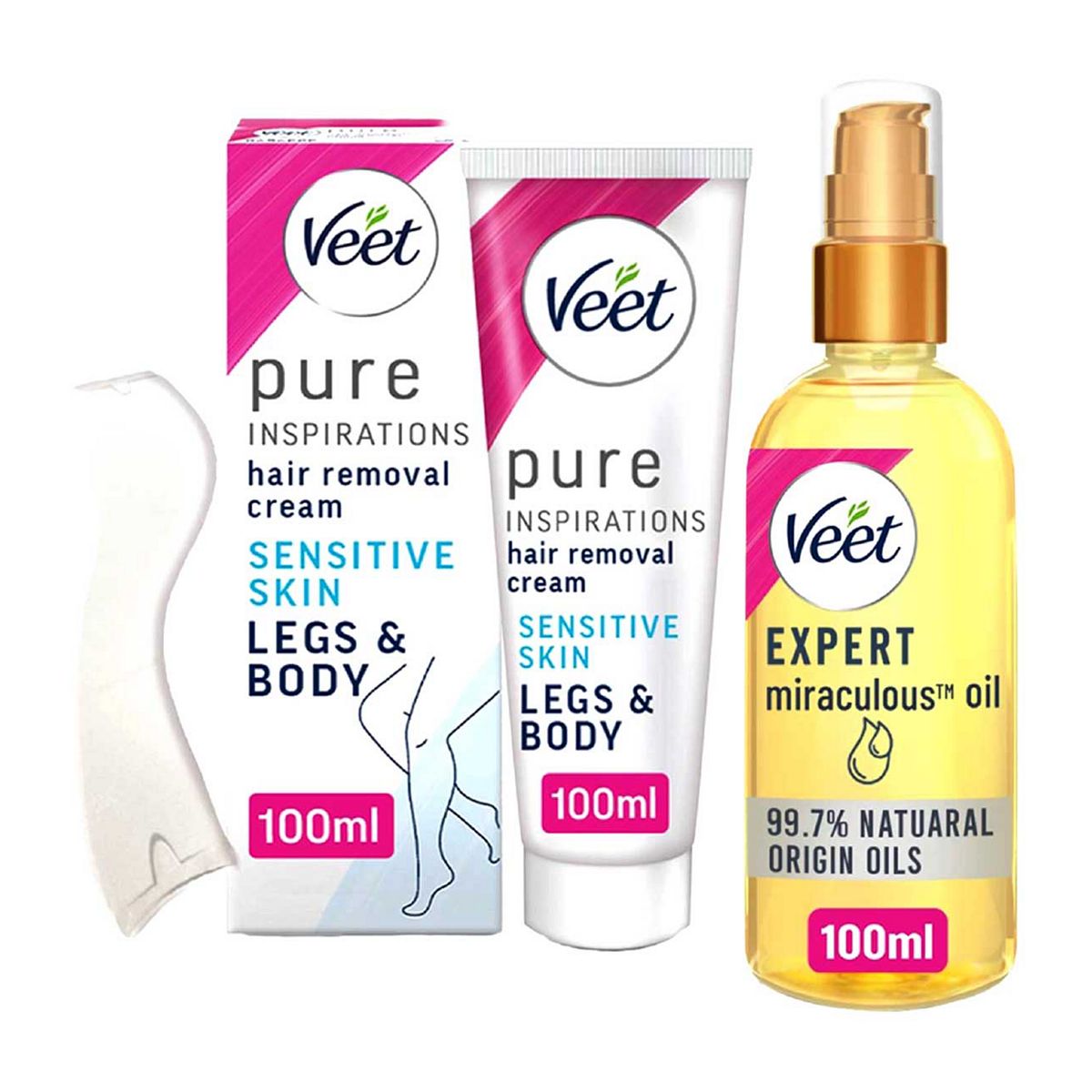 Veet Pure Legs And Body 100Ml Sensitive With Miraculous Oil Bundle