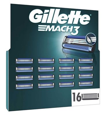 Gillette Mach3 Base Razor Refill for Men, 16 Gillette Razor Blade ...