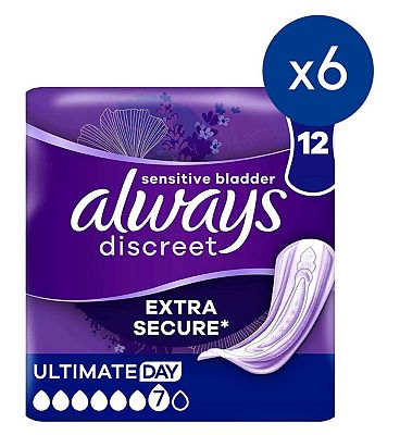 Always Discreet Incontinence Pads Plus Women Ultimate Day x12 Bundle