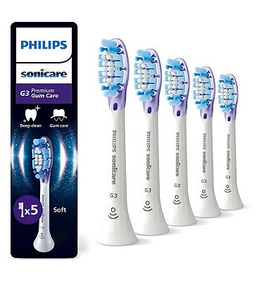 Philips Sonicare G3 Premium Gum Care Genuine Replacement Toothbrush Heads White 4+1 Pack Hx9055/87