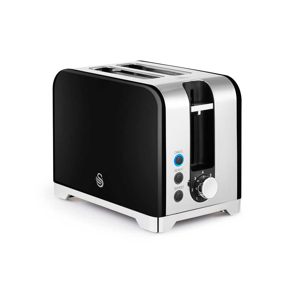 Swan Solace 2 Slice Stainless Steel Toaster Black