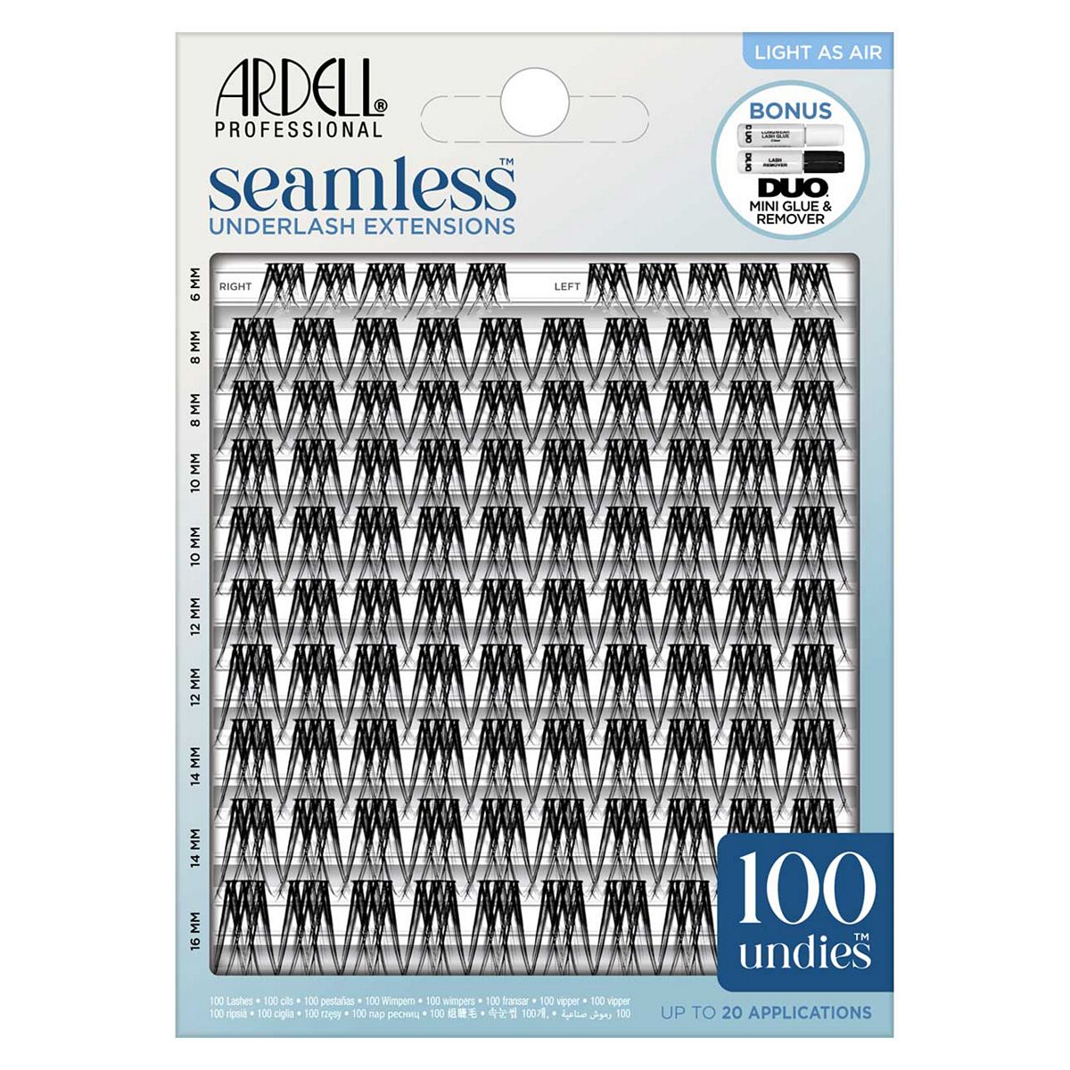 Ardell Seamless Light As Air 100 Clusters Set With Duo Long-Wear Glue