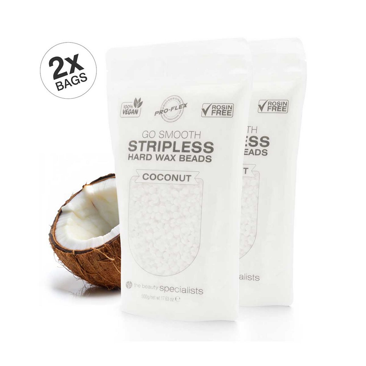 RIO Go Smooth Stripless Hard Wax Beads Coconut 500g - 2 Bags