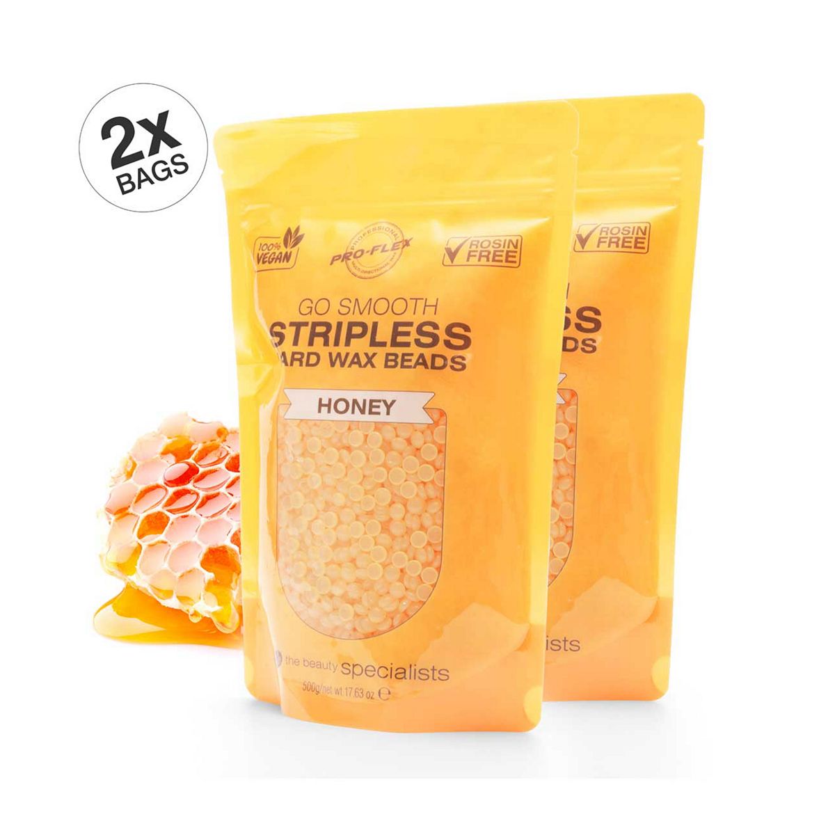 RIO Go Smooth Stripless Hard Wax Beads Honey 500g - 2 Bags