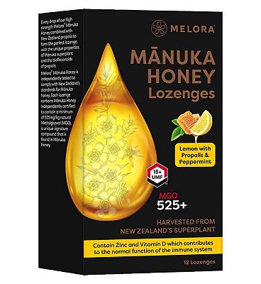 Melora Manuka Honey And Propolis Lozenges Lemon And Peppermint 12S