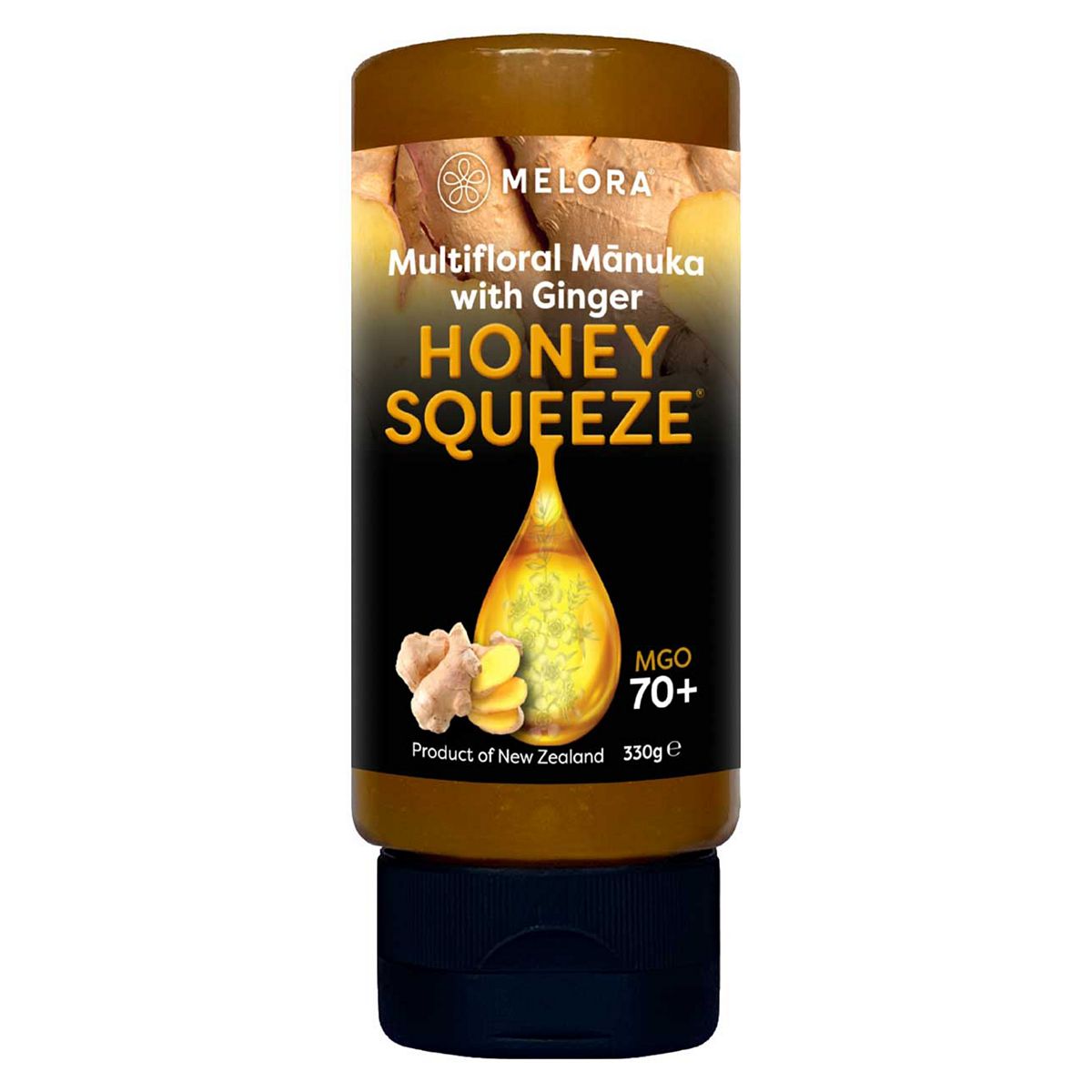Melora Multifloral Manuka Honey 70+ Mgo Ginger Squeeze 330G