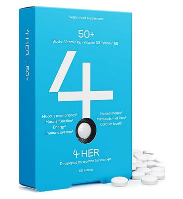 4Him&Her 4Her 50+ Supplement For Energy Immune System And Healthy Bones Vegan Tablets 60S