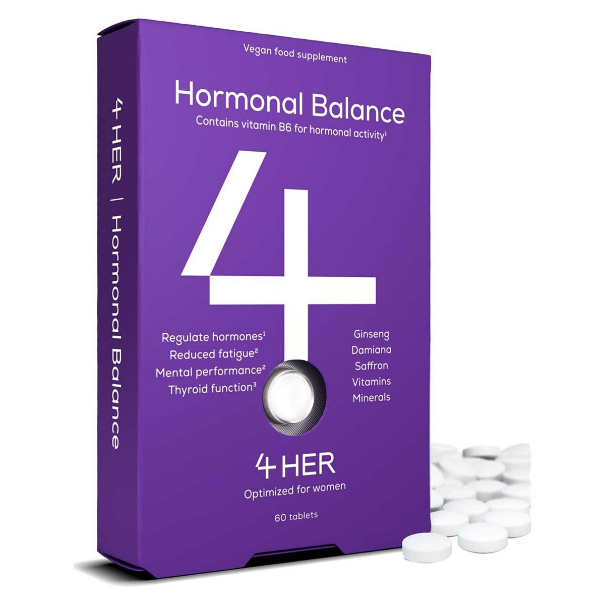 4Him4her 4 Her Hormonal Balance With Vitamin B6 — Activity, Mental Performance & Reduced Fatigue, 60 Vegan Tablets