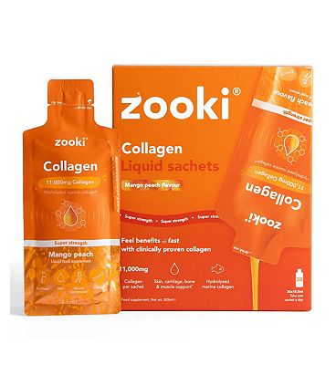 Click to view product details and reviews for Zooki Super Strength Marine Collagen 11 000mg Mango Peach Flavour 30x185ml Liquid Sachets.