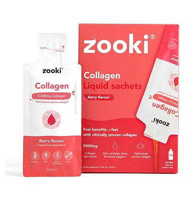 Zooki Marine Collagen 5,000Mg, Berry Flavour - 14X Liquid Sachets, 15ml