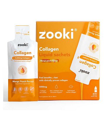Click to view product details and reviews for Zooki Marine Collagen 5 000mg Mango Peach Flavour 30x15ml Liquid Sachets.
