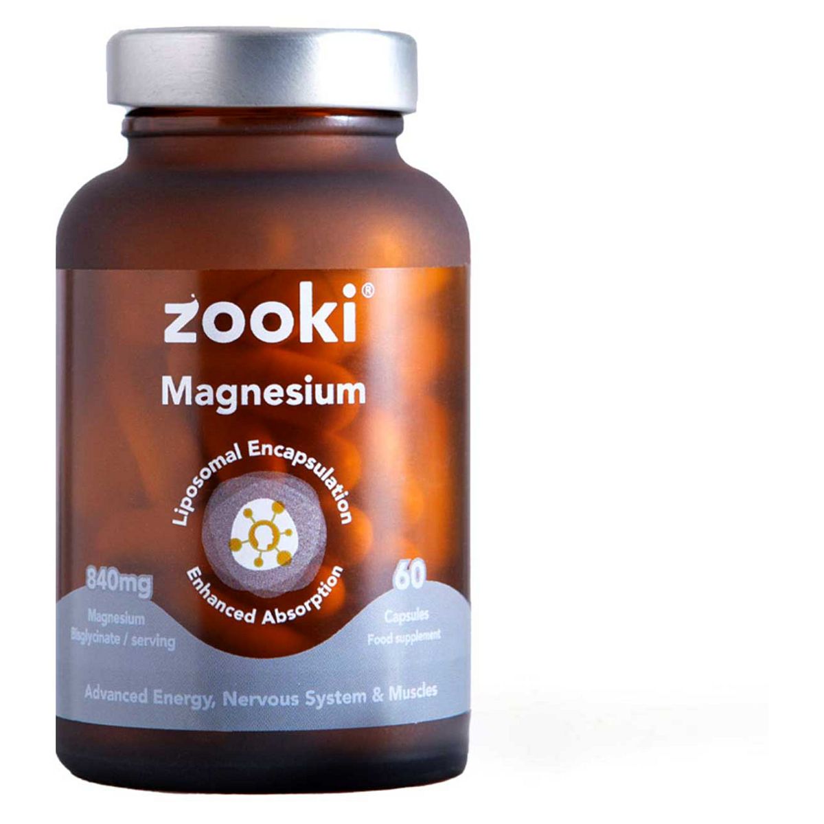Zooki Liposomal Magnesium Bisglycinate 840Mg Capsules - 30 Day Supply