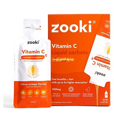 Click to view product details and reviews for Zooki Liposomal Vitamin C 1000mg Liquid Sachets Citrus Orange Flavour 15ml 14s.